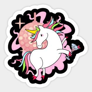 Unicorn Drunk Party Dancing Pink Sticker